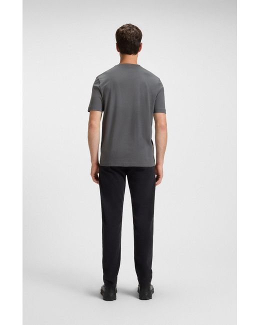 Boss T-Shirt Aus Stretch-Baumwolle Mit Kontrast-Logo in Gray für Herren