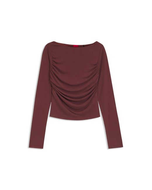HUGO Red Slim-Fit Cupro Top With Modern Boatneck