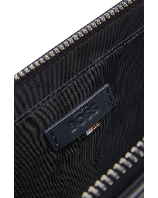 Boss Crossbodytas Van Italiaans Leer Met Logo Van Gepolijste Hardware in het Black voor heren