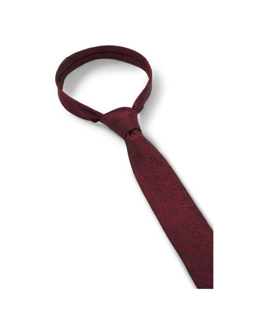 HUGO Purple Silk-Blend Tie With Jacquard-Woven Floral Pattern for men