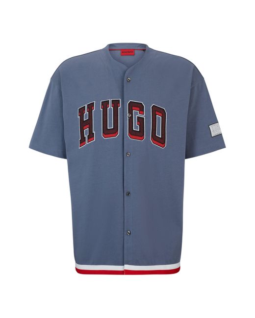 HUGO Oversized Basketball-T-Shirt mit College-Logo in Blue für Herren