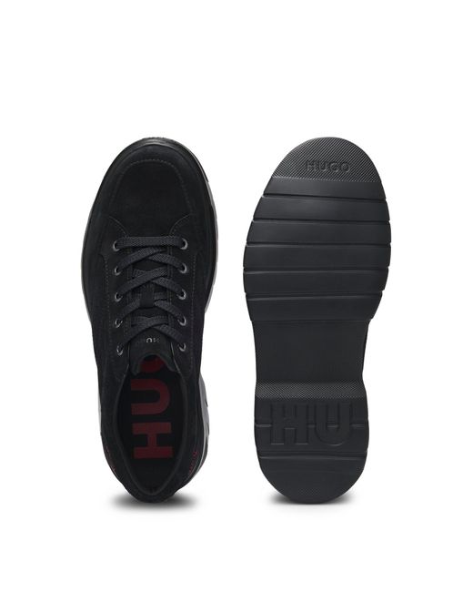 HUGO Black Suede Derby Shoes With Eva Sole for men