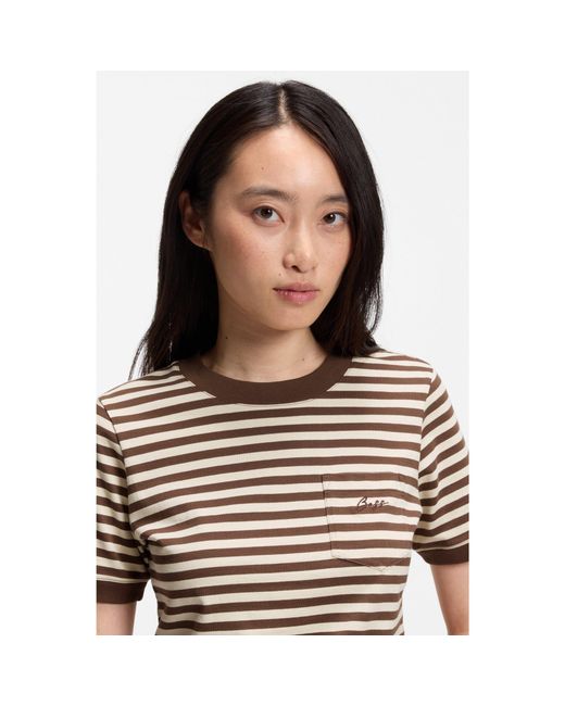 Boss Blue Striped Cotton T-Shirt With Chest Pocket
