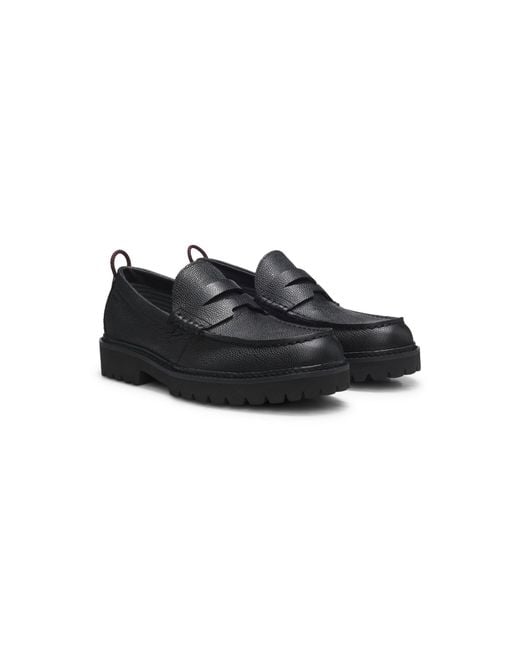 HUGO Black Lug-Sole Loafers for men