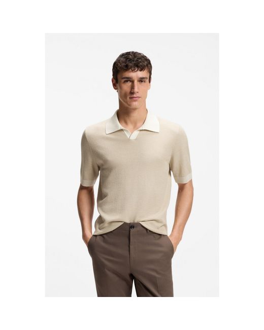 Boss Natural Johnny-Collar Polo Sweater for men