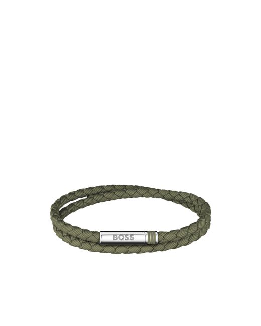 Boss Green Double-Braided Cuff With Logo Closure for men