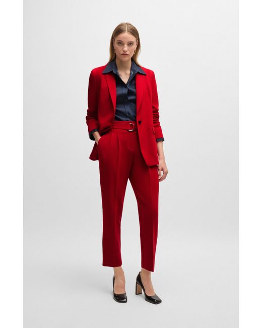 Boss Red Regular-fit Jacket In Crease-resistant Crepe