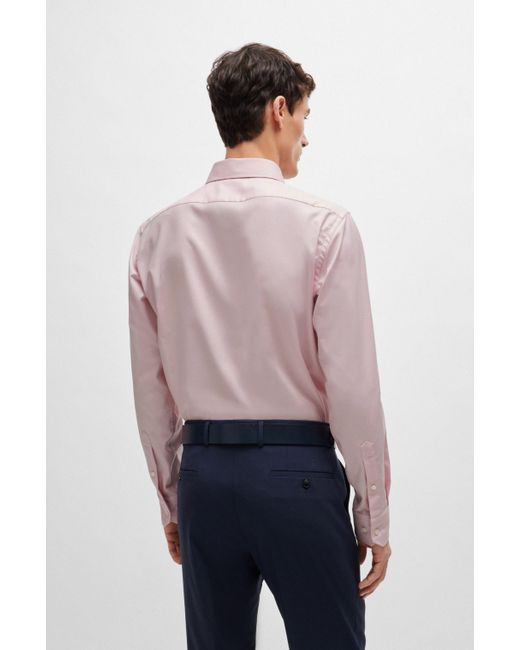 Boss Regular-fit Overhemd Van Gemakkelijk Te Strijken Stretchkatoen Met Structuur in het Pink voor heren