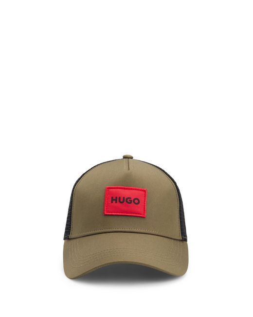 HUGO Trucker-Cap aus Twill mit rotem Logo-Etikett in Multicolor für Herren