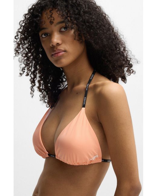 HUGO Triangelbikinitop Met Contrasterende Logobandjes in het Pink