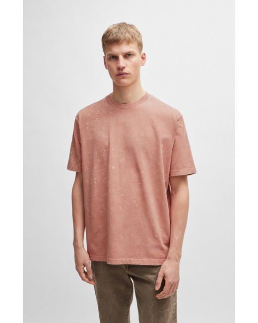 Boss Relaxed-Fit T-Shirt aus reiner Baumwolle mit Logo-Detail in Pink für Herren