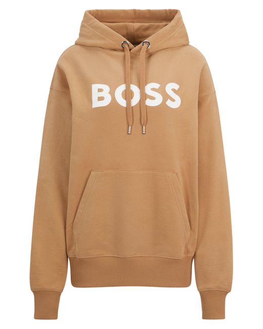 Boss Natural Hoodie aus Baumwoll-Mix mit kontrastfarbenem Logo
