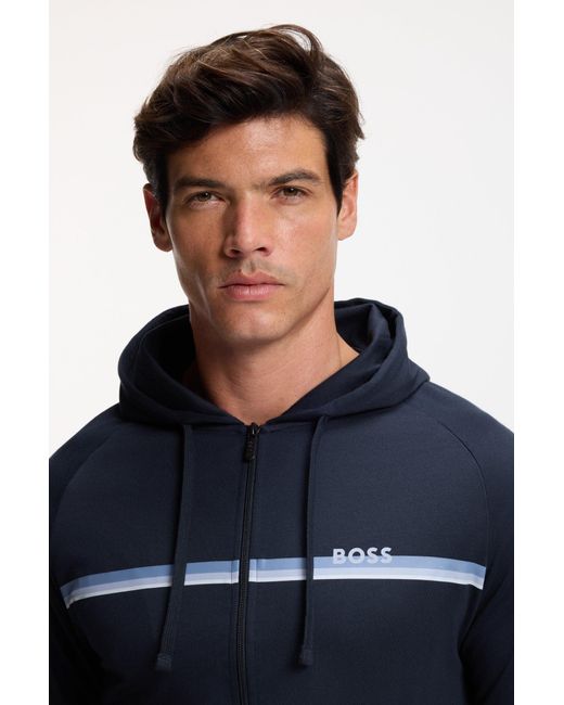 Boss Hoodie Aus Baumwoll-Terry Mit Reißverschluss in Blue für Herren