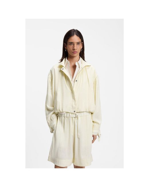Boss Natural Relaxed-Fit Bomber Jacket With Stand Collar