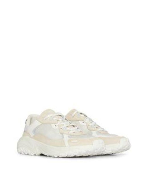 Baskets en mélange de matières avec mesh ripstop HUGO pour homme en coloris White