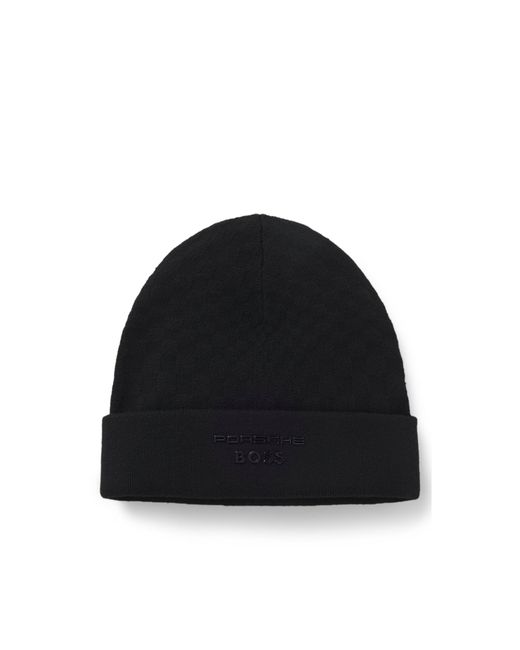 Boss Black Porsche X Beanie Hat With Pasha Check for men