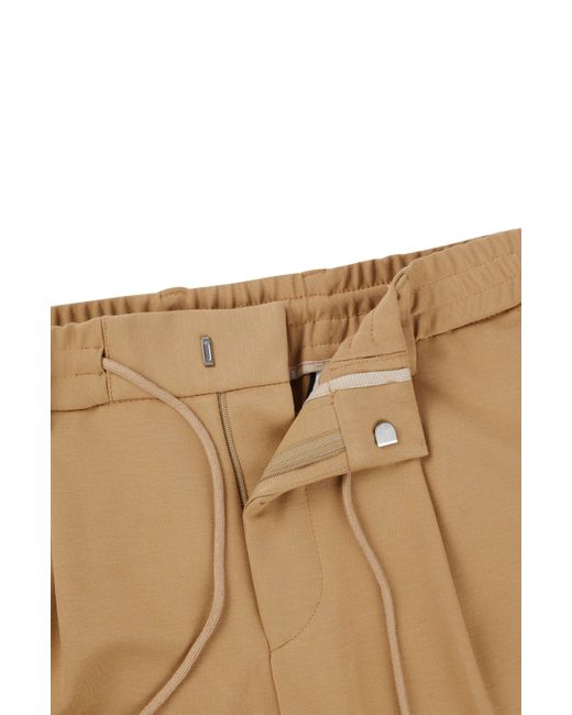 Boss Natural Relaxed-fit Drawstring Trousers In Bi-stretch Fabric for men