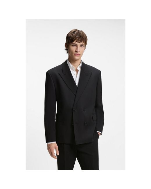 HUGO Black Double-Breasted Suit Jacket for men