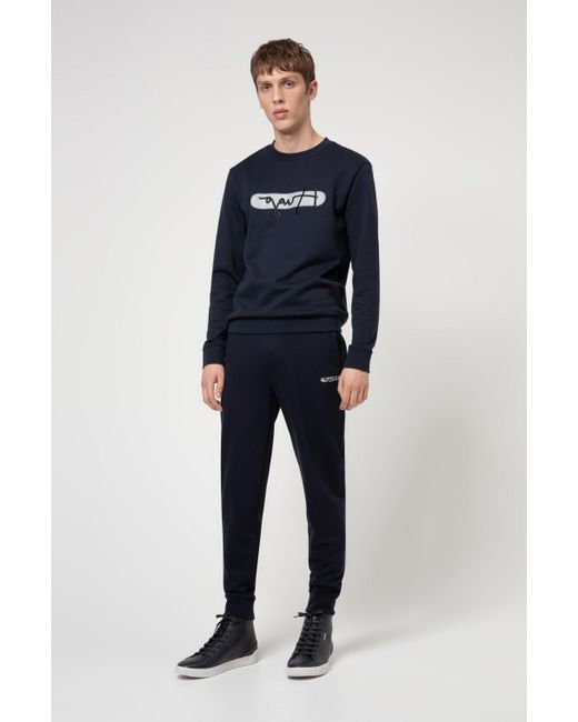 BOSS by HUGO BOSS Leer Hoge Sneakers Van Leer Met Logodetails in het Blauw  voor heren - Lyst