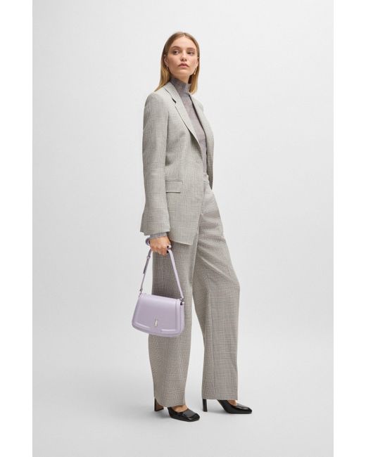 Boss Purple Leather Saddle Bag With Signature Hardware And Monogram