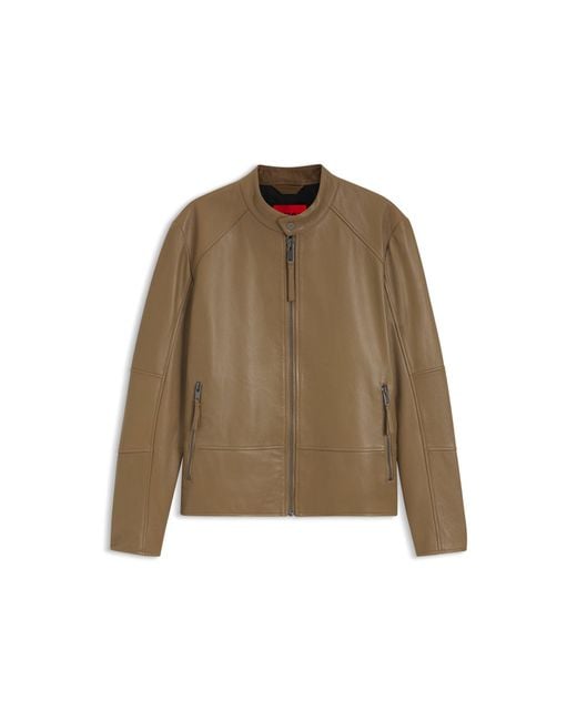 HUGO Brown Slim-Fit Racer Jacket for men