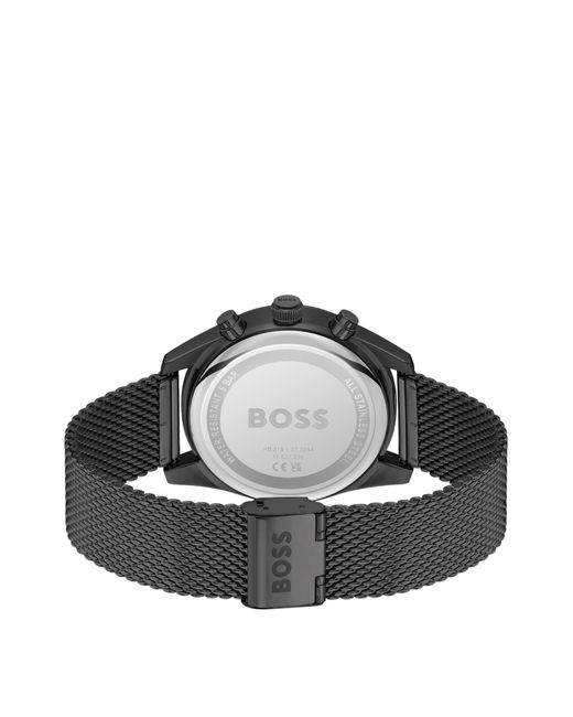 Boss Black Mesh-bracelet Chronograph Watch With Tonal Dial for men