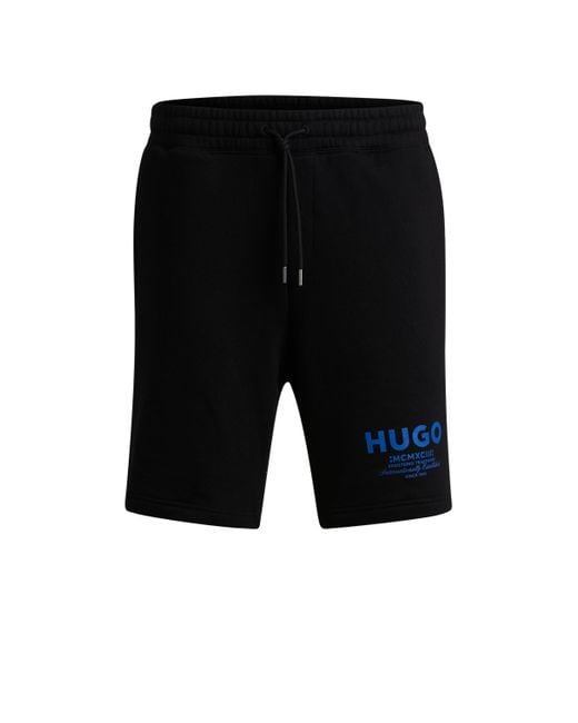 HUGO Shorts Van Katoenen Badstof Met Nieuw Logoverhaal in het Black voor heren