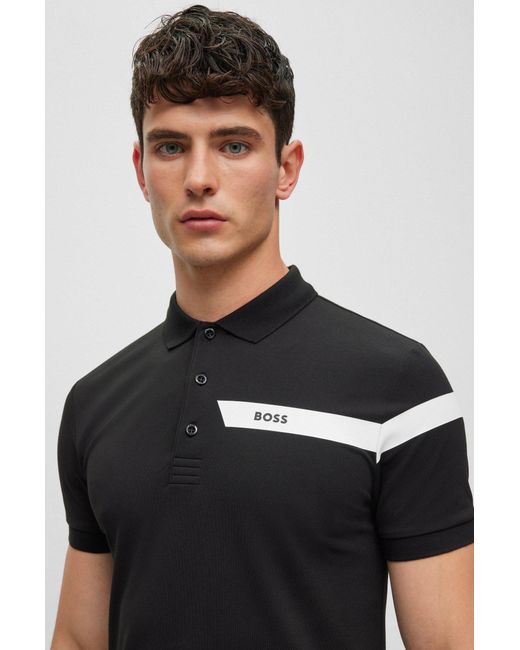 BOSS by Hugo Boss Black Logo-print Polo Shirt for men