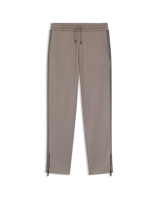 HUGO Gray Relaxed-Fit Tracksuit Bottoms With Logo Tape for men