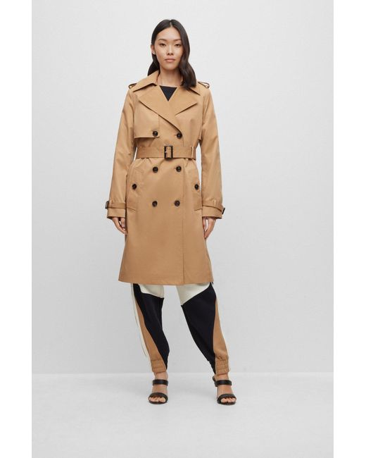BOSS by HUGO BOSS Regular-fit Trench Coat With Buckled Belt in Natural |  Lyst Australia