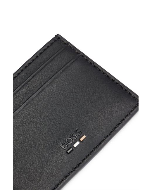 Boss Black Faux-leather Card Holder With Signature Stripe for men
