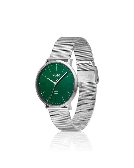 HUGO Green #Style 3H-Dial Watch With Mesh Bracelet for men