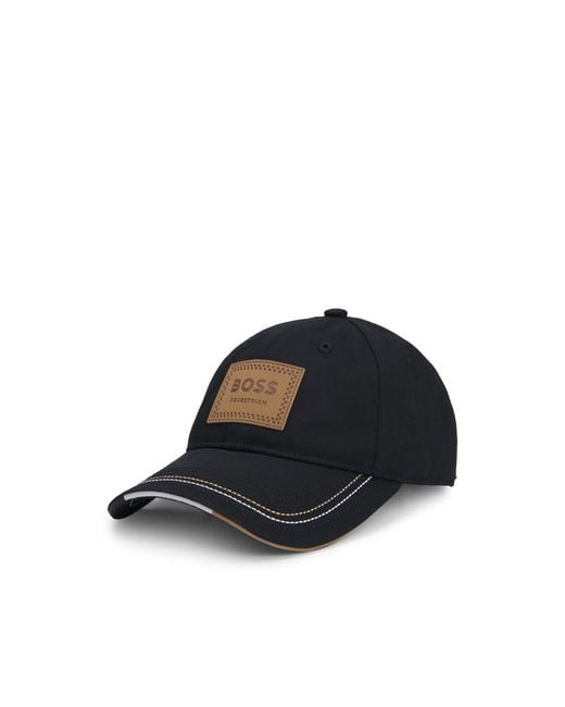 Boss Black Equestrian Cap With Retro-Inspired Logo Patch