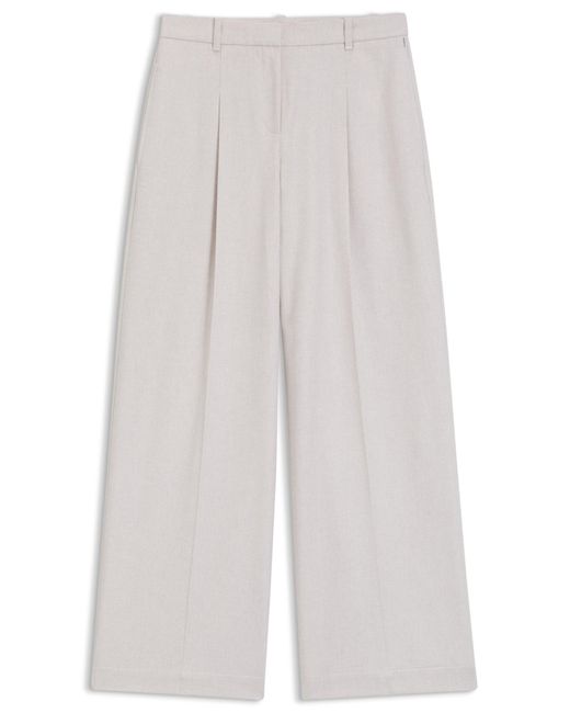 Boss Regular-Fit Broek Met Wijde Pijpen Van Zacht Flanel in het White