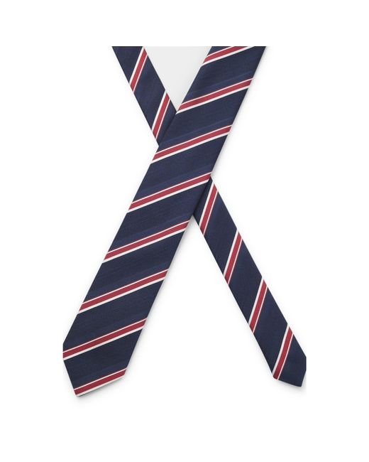 Boss Blue Silk-Blend Tie With Diagonal Stripe for men