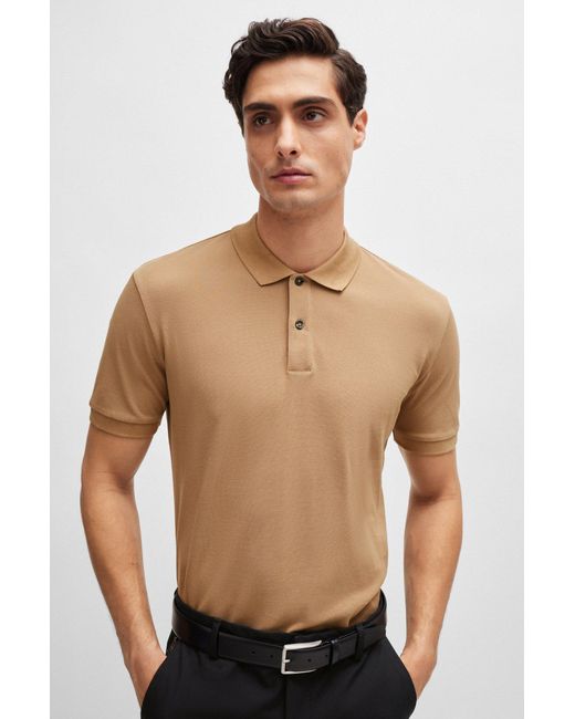 Boss Black Regular-fit Polo Shirt In Cotton Piqué for men