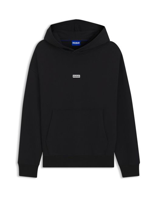 Sweat À Capuche Loose En Molleton De Coton Avec Détails Logotés HUGO pour homme en coloris Black