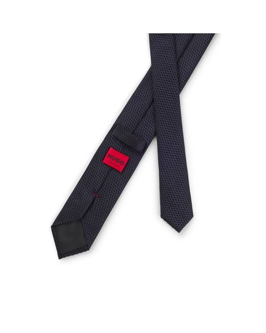 HUGO Blue Silk Tie With Jacquard Pattern for men