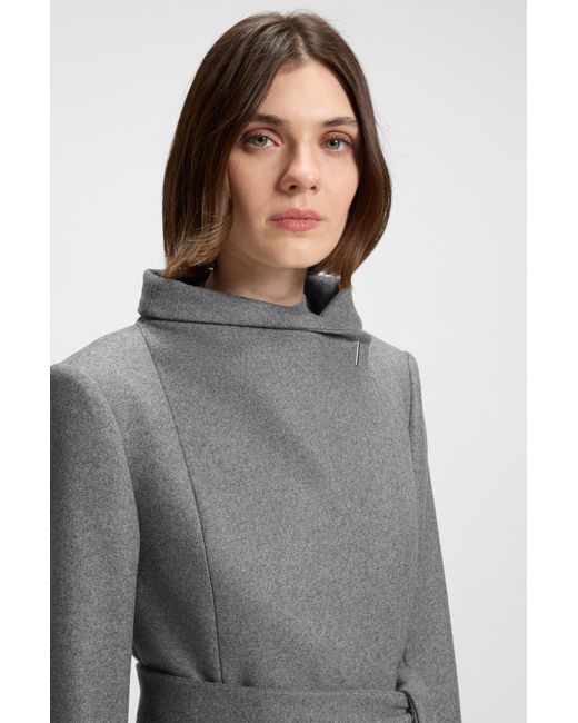 Boss Mantel Met Riem Van Scheerwol En Kasjmier in het Gray