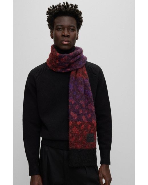 Écharpe en laine mélangée brossée avec monogrammes en dégradé BOSS by HUGO  BOSS pour homme en coloris Rouge | Lyst