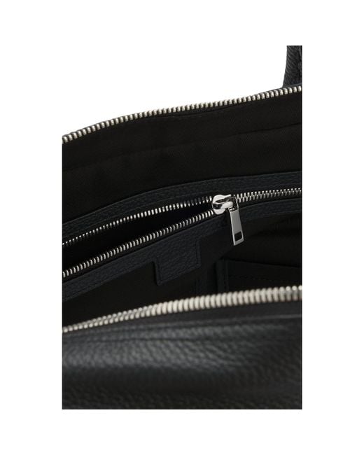 Boss Black Grained Leather Holdall With Logo Keyholder for men