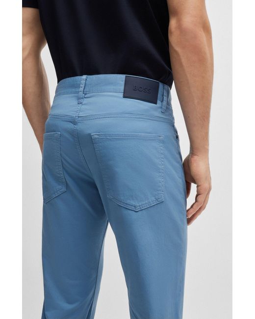 Boss Blue Slim-fit Jeans In Lightweight Satin Stretch Denim for men