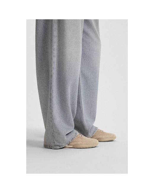 Boss Natural Suede Trainers With Leather Backtab
