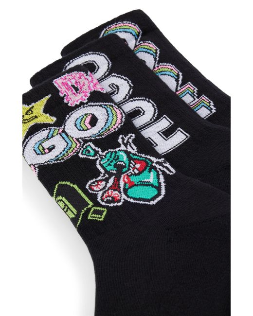 HUGO Black Three-pack Of Short Socks With Logos for men