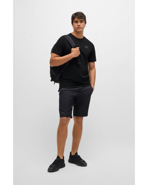 Boss Black Cotton-jersey Regular-fit T-shirt With Carabiner Artwork for men