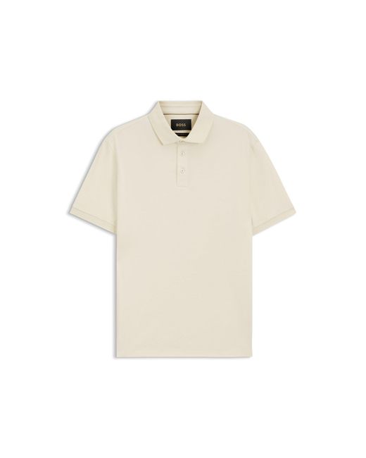 Boss Yellow Mercerised Cotton Polo Shirt With Stand-Up Collar for men