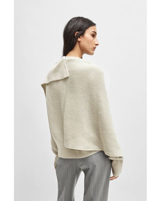 Boss Natural Naomi X Drape-detail Sweater In Wool And Cashmere