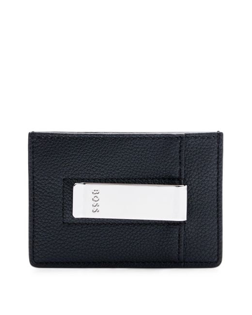 Boss Black Faux-leather Card Holder With Money Clip for men