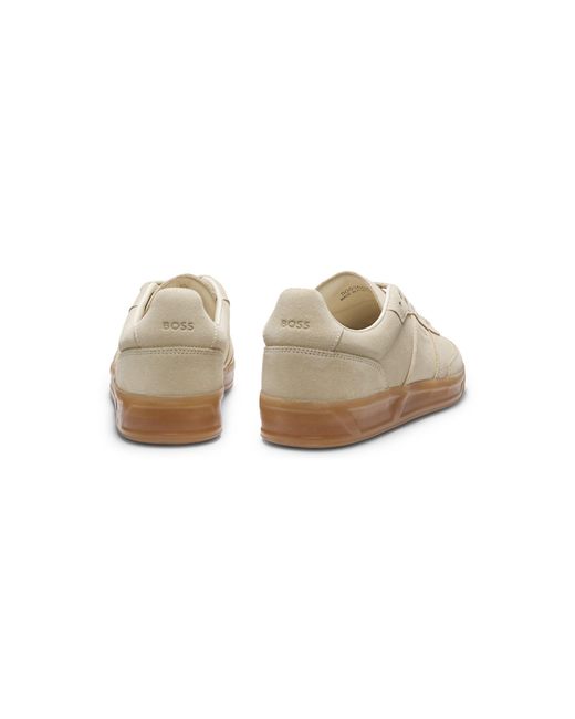 Boss Natural Suede Trainers With Rubber Sole