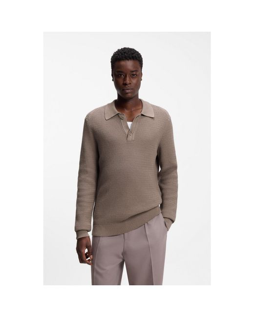 HUGO Brown Relaxed-Fit Sweater for men